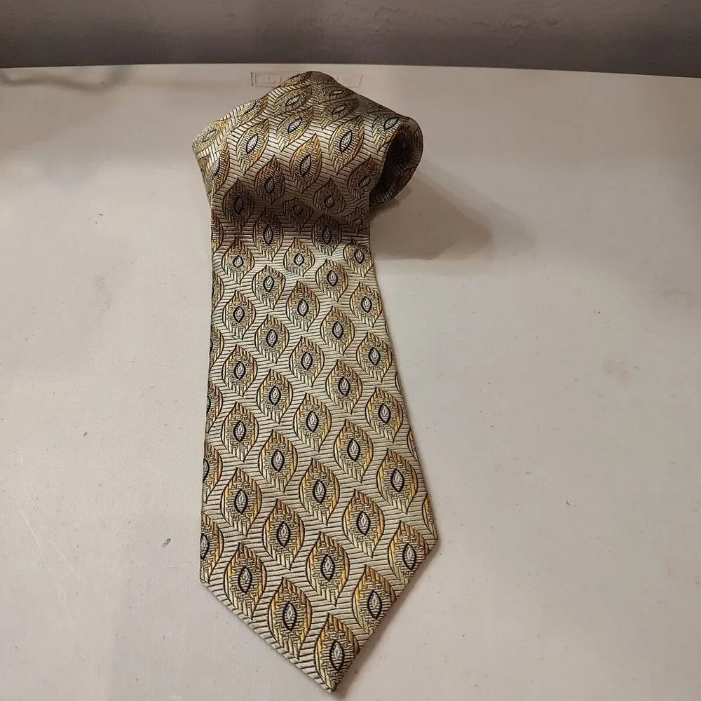JZ Richards Silk Tie Gallery Collection Best Of The Best Geometric Gold‎ Silk
